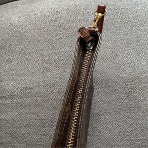 Brown Leather Zip Wristlet Pouch